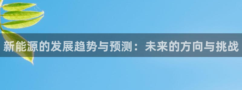 新宝gg5:新能源的发展趋势与预测:未来的方向与挑战